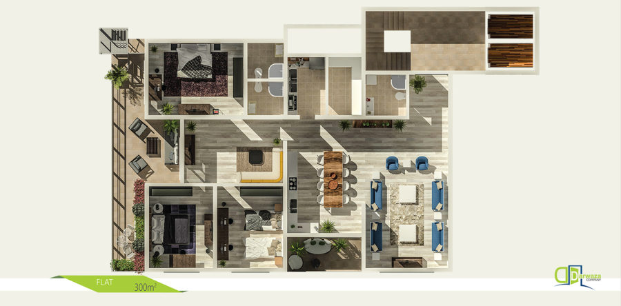 300m²