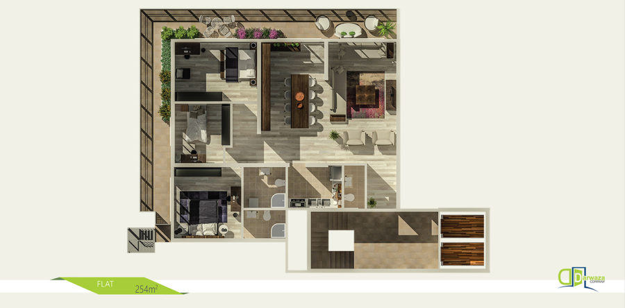 254m²